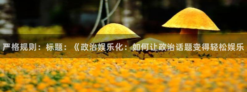 万向娱乐2平台注册：严格规则：标题：《政治娱乐化：如何让政治话题变得轻松娱乐